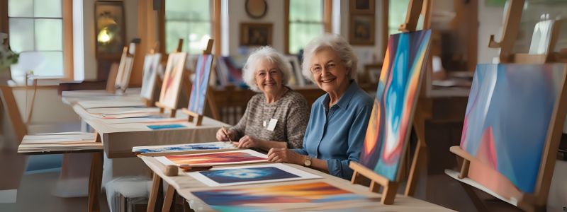 seniors in an art workshop