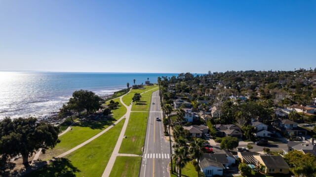 Shoreline,Park,Santa,Barbara,California,Aerial,Drone,View,Of,Park