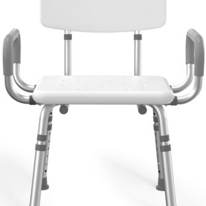 HOMLAND Heavy‑Duty Adjustable Shower Chair with Armrests & Backrest