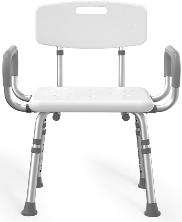 HOMLAND Heavy‑Duty Adjustable Shower Chair with Armrests & Backrest