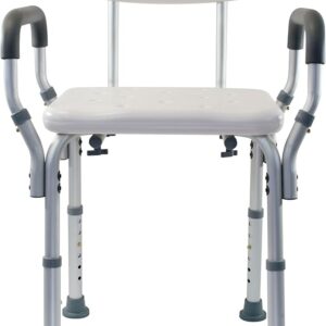Essential Medical Height‑Adjustable Shower & Bath Bench with Padded Arms & Back