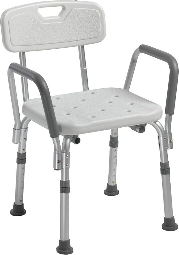 Drive Medical Knock‑Down Padded Shower Bench with Back and Arms
