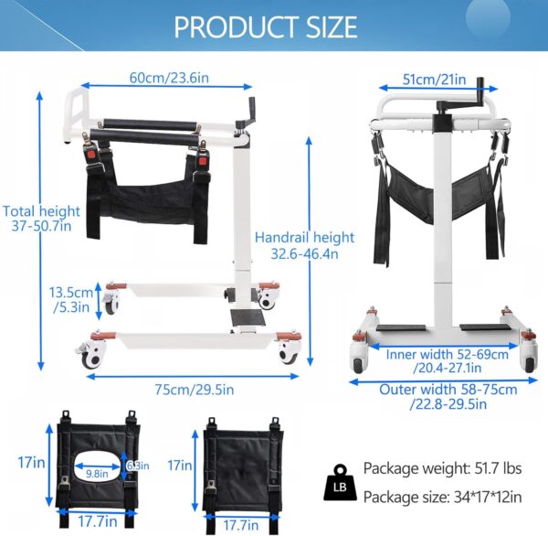 manual patient lift and transfer wheelchair
