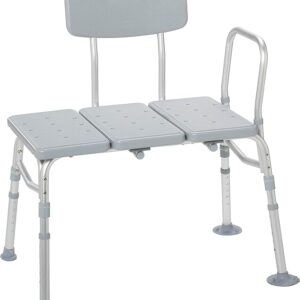 Drive Medical Plastic Tub Transfer Bench with Adjustable Backrest