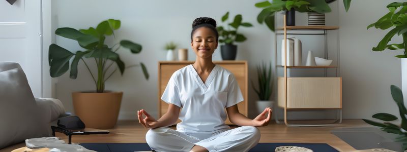 a caregiver meditating