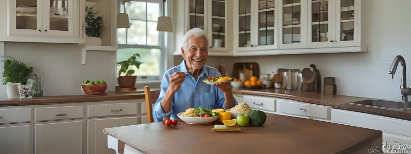 senior eating healthy food