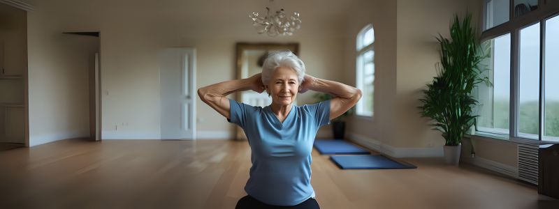 a woman stretching