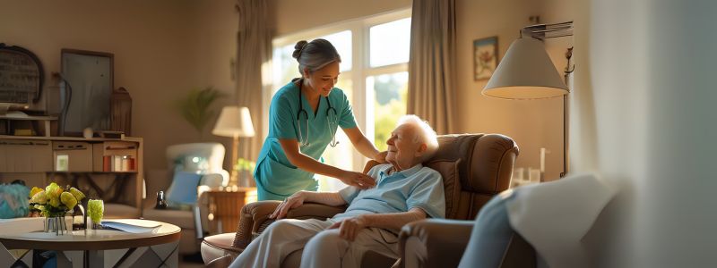 hospice care patient and caregiver at home