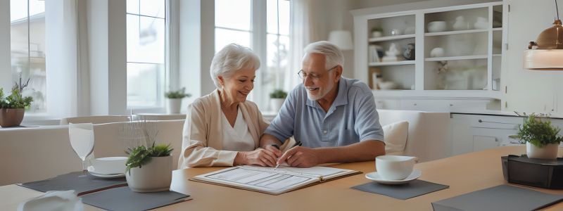 Senior financial planning documents for personal care budget