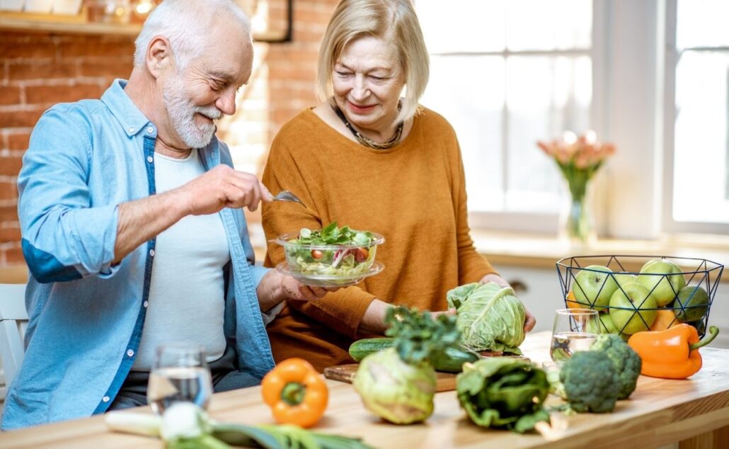 Senior Couple with Healthy Food at Home