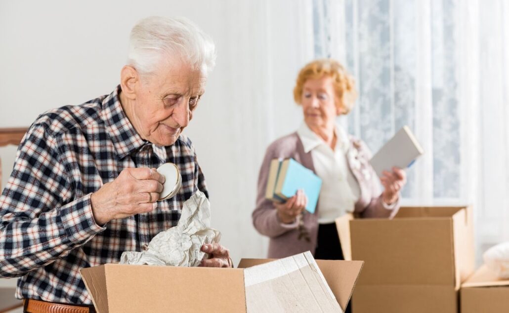 Senior adult moving house