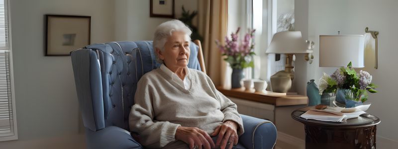 senior sitting in a couch
