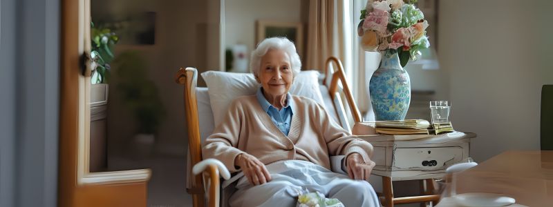 senior sitting in a lounge chair