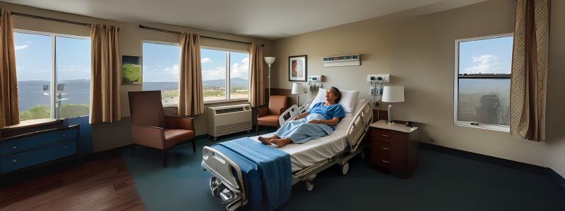 senior in hospice bedroom