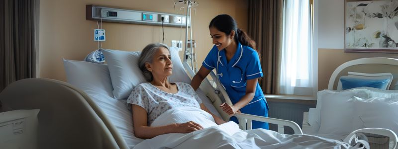 senior in hospice with a nurse