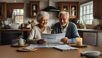 senior couple talking about retirement income