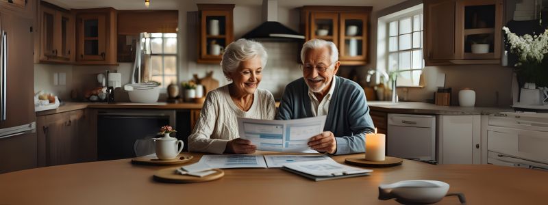 senior couple talking about retirement income