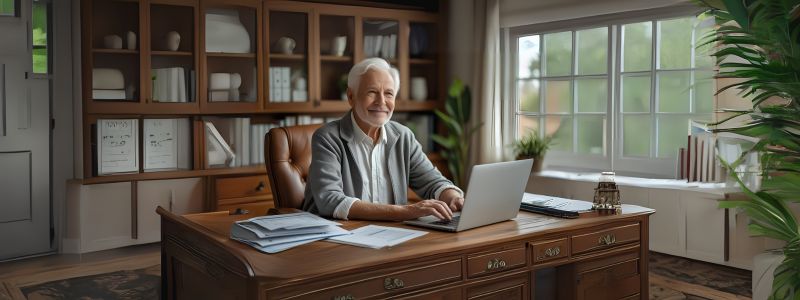senior using a laptop