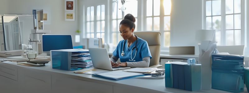 caregiver using laptop