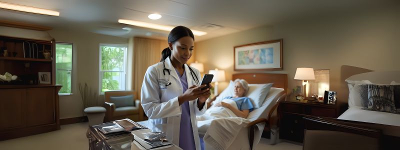 nurse using her phone