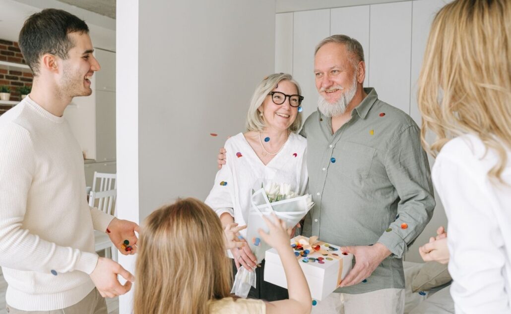 senior couple with family