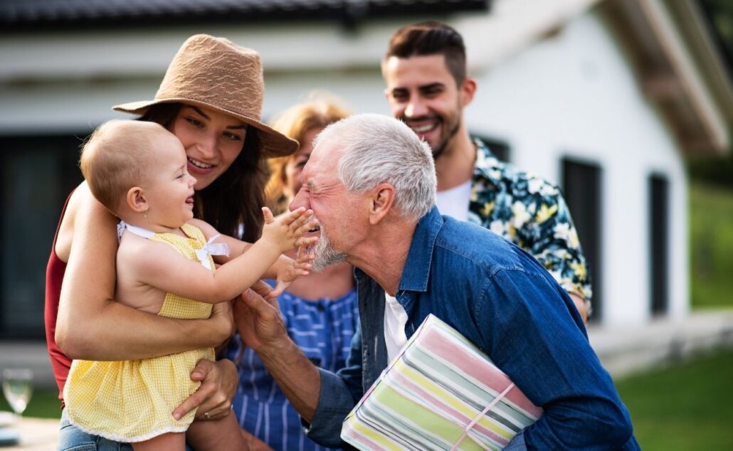 senior with family members