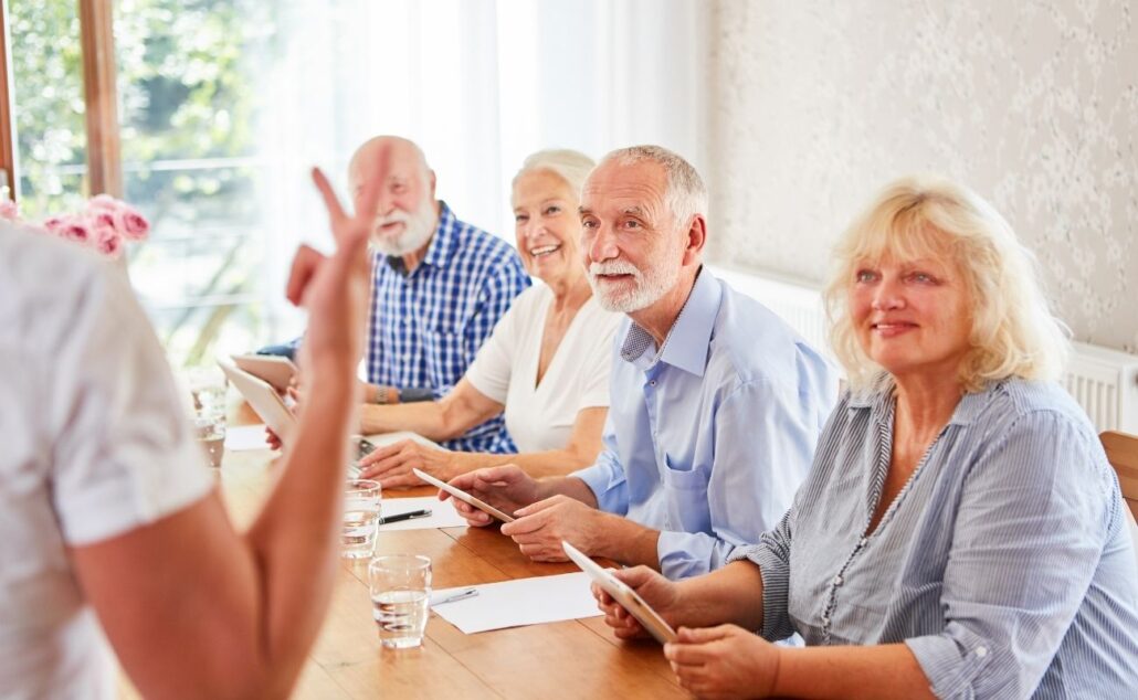 Senior Group in Retirement Home in Computer Course