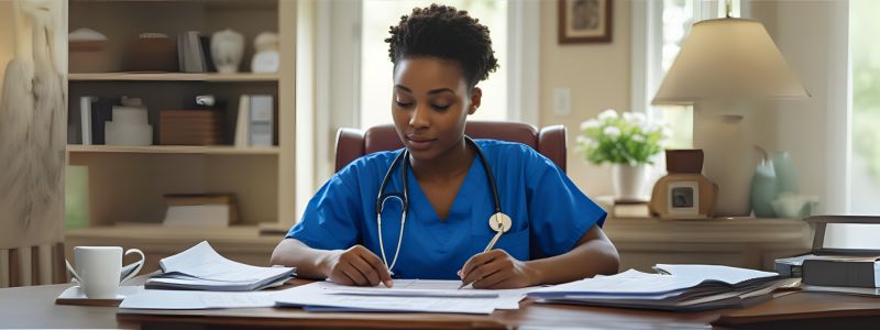 caregiver doing paper task