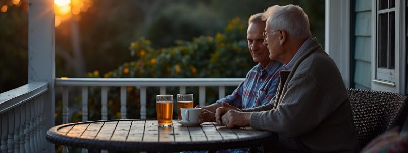 Seniors enjoying a meal and conversation at an assisted living community, highlighting social connections and support for aging individuals.