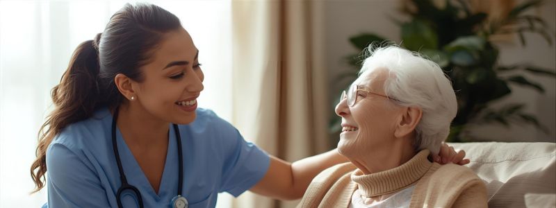 a female senior with her caregiver
