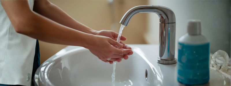 Caregiver practicing hand hygiene in a home care setting to prevent infections