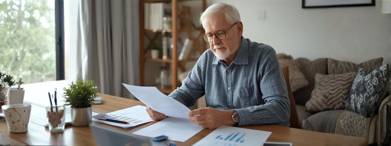 a male senior reviewing his retirement savings